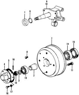 1975 Honda Civic 3 Door ** (1200) ** HMT Rear Brake Drum Diagram