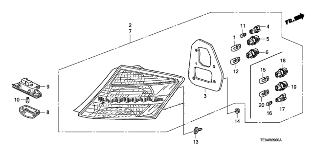 2009 Honda Accord Taillight Assy., L. Diagram for 33550-TE0-A01