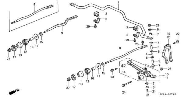 1995 Honda Accord Rod, R. FR. Radius Diagram for 51352-SV1-A01