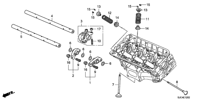 2010 Honda Ridgeline Shaft, Exhuast Rocker Diagram for 14632-R72-A00