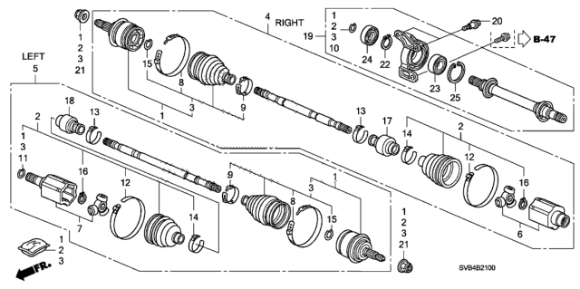 2010 Honda Civic Driveshaft - Half Shaft (1.8L) Diagram