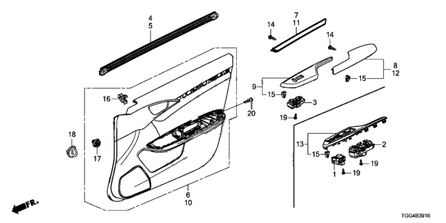 2018 Honda Civic Panel Assy., L. FR. Trim *NH1001L* (SPINDLE METAL) Diagram for 83570-TBA-A21ZC