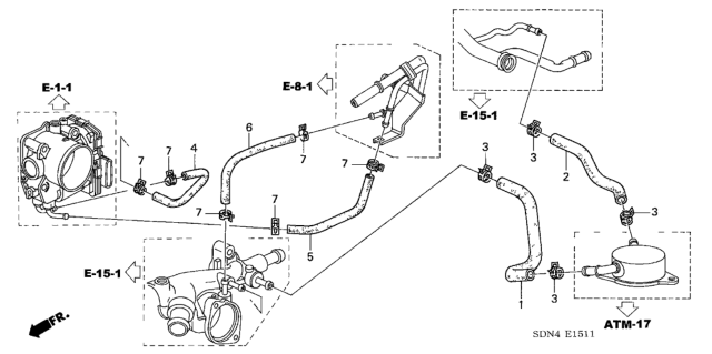 2006 Honda Accord Water Hose (V6) Diagram