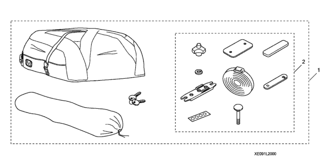 2009 Honda Element 5 Door EX (4WD) KA 5AT Soft Top Box Roof Rack Diagram