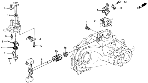 1991 Honda Prelude MT Shift Arm - Shift Lever Diagram