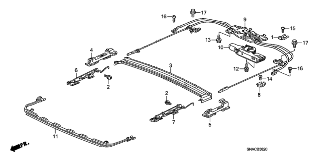 2011 Honda Civic Cable Assembly, Sunroof Diagram for 70400-SNA-A01