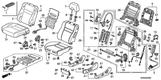 2007 Honda Accord Headrest Assy., FR. *YR239L* (KI IVORY) Diagram for 81140-SDN-A02ZB