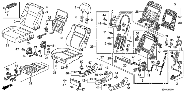 2007 Honda Accord Cover, FR. Seat-Back *NH167L* (Tachi-S/Setex) (GRAPHITE BLACK) Diagram for 81129-SDA-A35ZA