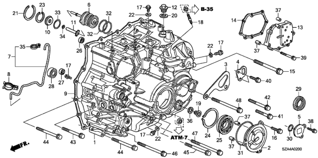 2009 Honda Pilot AT Transmission Case Diagram