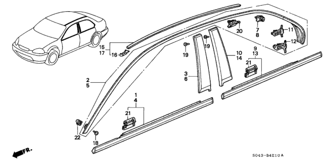 1996 Honda Civic Molding Diagram