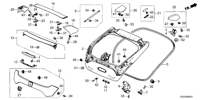 2021 Honda Civic Tailgate Diagram