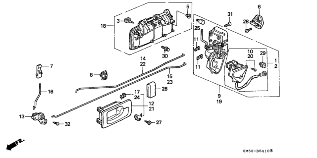 1993 Honda Accord Handle Assembly, Rear (Outer) (Frost White) Diagram for 72640-SM1-000ZA