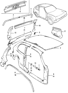 1975 Honda Civic 3 Door ** (1200) ** HMT Body Structure Components Diagram 2