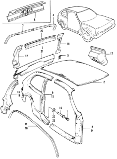 1974 Honda Civic Stiffener, Back-Up Light Diagram for 70282-634-661Z