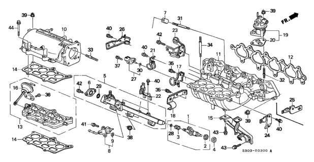 1998 Honda Prelude Manifold Assembly B, Intake Diagram for 17010-P5M-A00