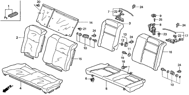 1999 Honda Civic Cover, Left Rear Seat-Back Trim (Classy Gray) Diagram for 82521-S02-A03ZB