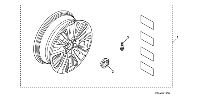 2021 Honda CR-V Hybrid Alloy Wheel (19") (Diamond Cut - Machined, Black) Diagram