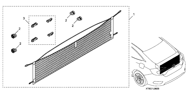 2020 Honda Civic 2 Door EX KA CVT Cargo Net Diagram