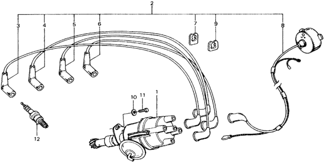 1976 Honda Civic Wire, Ignition (No.1) Diagram for 32710-657-300