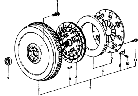 1978 Honda Civic MT Clutch - Flywheel Diagram