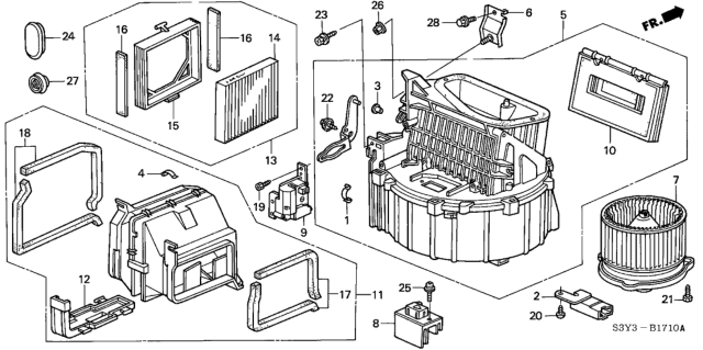 2002 Honda Insight 3 Door DX KA CVT Heater Blower Diagram