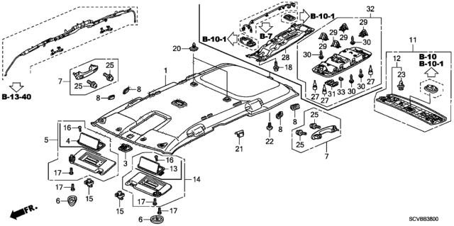 2011 Honda Element Roof Lining Diagram