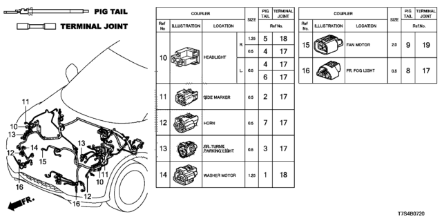 2017 Honda HR-V Sub-Cord (0.5) (10 Pieces) (Gray) Diagram for 04320-SLJ-A00