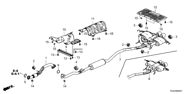 2021 Honda Civic 5 Door SPORT KA CVT Exhaust Pipe - Muffler Diagram