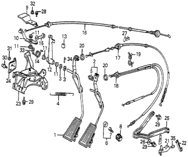 1985 Honda Accord Bracket, Pedal Diagram for 46590-SA5-675