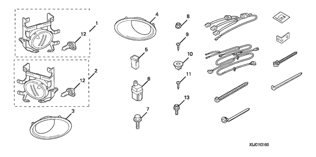 2007 Honda Ridgeline 4 Door RTL (SUNROOF) KA 5AT Foglights Diagram
