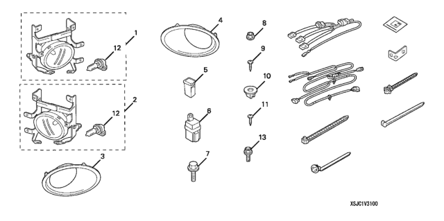 2006 Honda Ridgeline Garnish, R. FR. Fog Diagram for 08V31-SJC-1M050