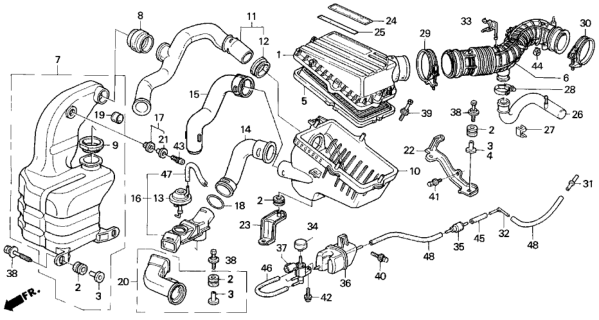 1993 Honda Accord Cover, Air Cleaner Diagram for 17211-PT2-010