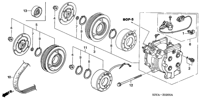 2006 Honda Insight A/C Compressor Diagram 2