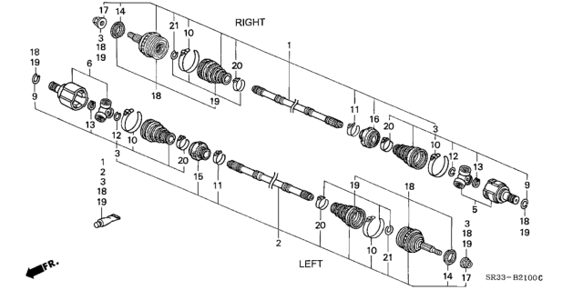 1994 Honda Civic 3 Door SI (ABS) KA 5MT Driveshaft Diagram