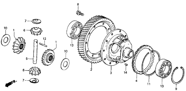 1985 Honda CRX 3AT Differential Gear Diagram