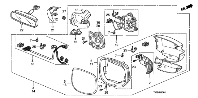 2010 Honda Insight Clip, Door Mirror Cover Diagram for 76222-S7S-003