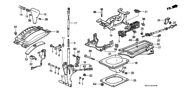 1989 Honda Civic Lever, Select Diagram for 54135-SH3-981