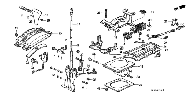 1989 Honda Civic Bracket, Control Diagram for 54202-SH5-980