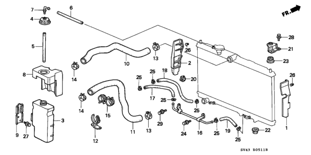 1996 Honda Accord Hose, Reserve Tank Diagram for 19103-P08-000