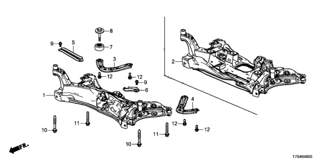 2018 Honda HR-V Sub-Frame, Front Diagram for 50200-T7W-003