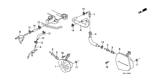 1991 Honda CRX 2 Door HF KA 5MT Breather Chamber Diagram