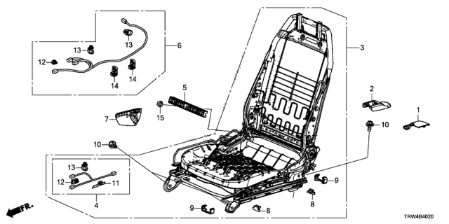 2019 Honda Clarity Plug-In Hybrid Front Seat Components (Passenger Side) Diagram