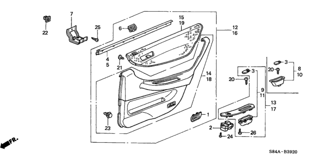 2002 Honda Accord Panel, R. RR. Pull Pocket *B95L* (LAPIS) Diagram for 83711-S84-A11ZA