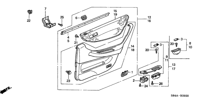 2002 Honda Accord Lining Assy., L. RR. Door *B95L* (LAPIS) Diagram for 83750-S84-A03ZA