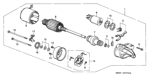 1993 Honda Civic Starter Motor (Hitachi) Diagram