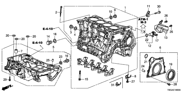 2017 Honda Civic Cylinder Block - Oil Pan Diagram