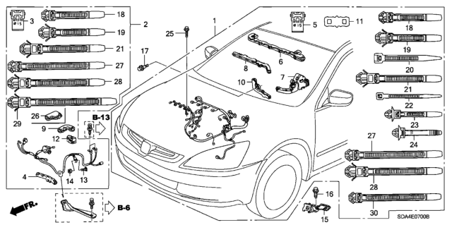 2006 Honda Accord Stay, Joint Connector Diagram for 32129-RAA-A01