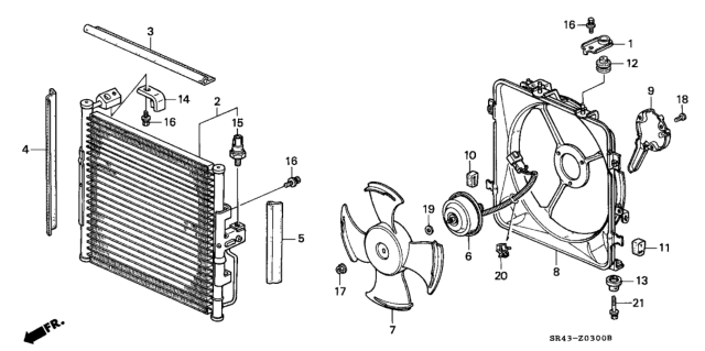 1992 Honda Civic A/C Air Conditioner (Condenser) Diagram