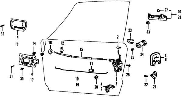 1979 Honda Civic 3 Door ** (1200) ** 4MT Door Lock Diagram