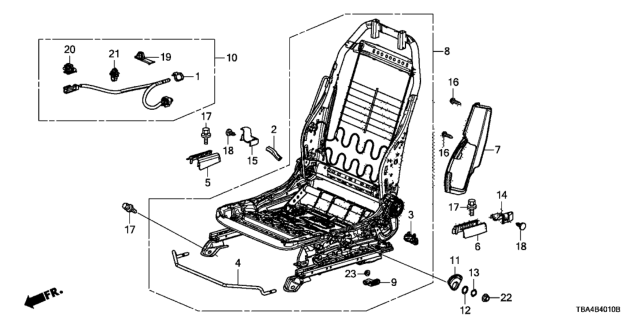 2016 Honda Civic Front Seat Components (Driver Side) Diagram